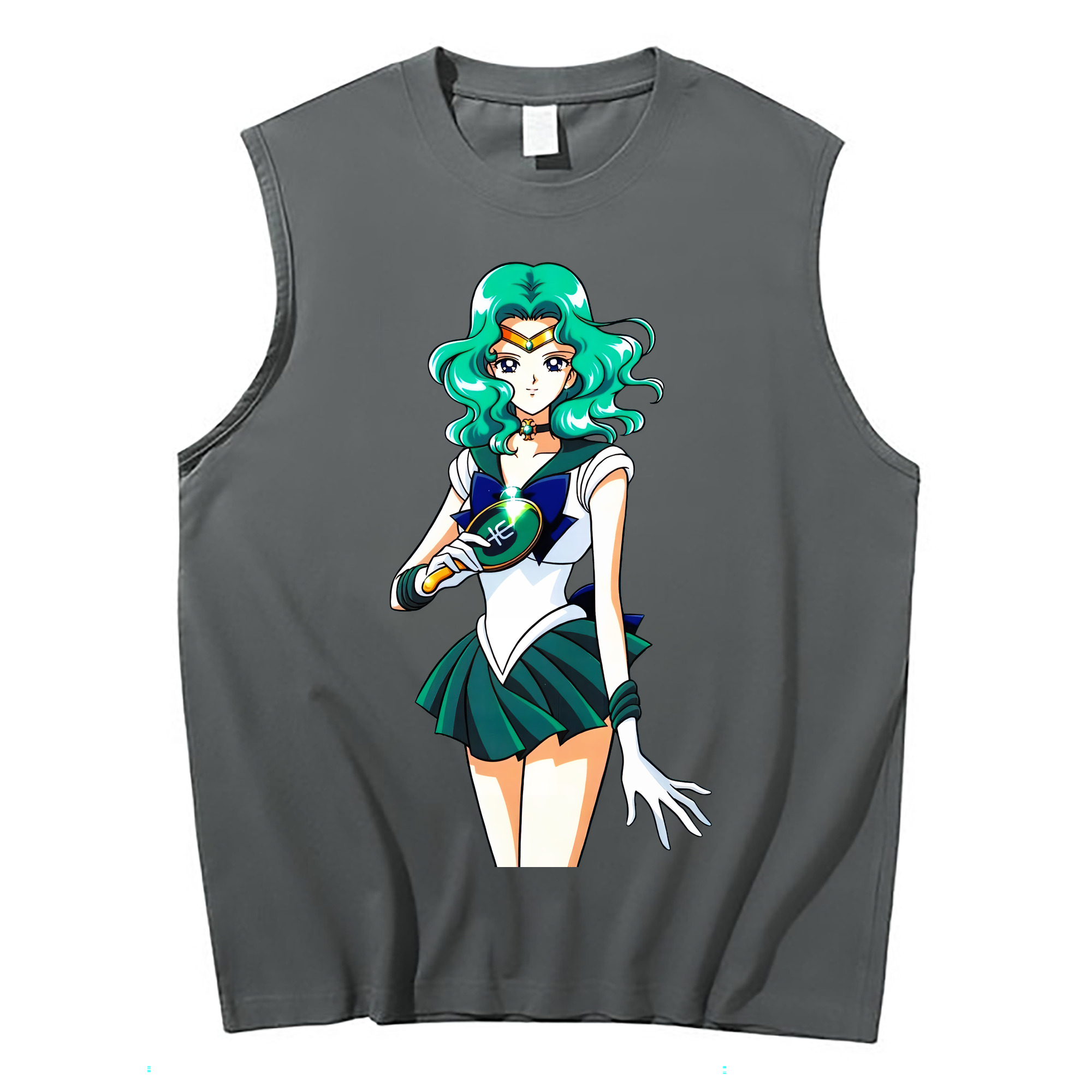（画像用） 美少女戦士セーラームーン 海王 みちる（かいおう みちる） Sailor Moon Kaiou Michiru コットン100％タンクトップ（フロントプリント）
